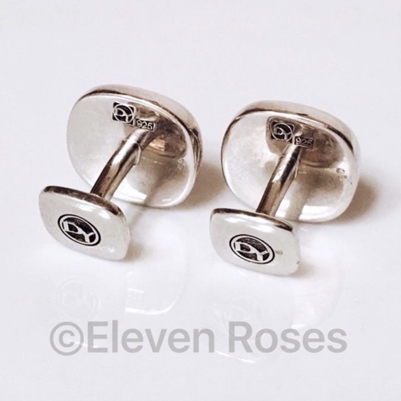 David Yurman Sterling & Leather Cushion Cufflinks - Picture 2 of 5